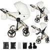Junama Passeggino TRIO Diamond Fluo Individual 2in1 3in1 4in1 (17 - bianco e oro, 2in1 con adattatori)