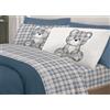 BIANCHERIAWEB Completo Lenzuola Flanella Pensieri Delicati 100% Cotone Disegno Orsetto Tartan Matrimoniale Azzurro