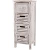 Mendler Scaffale cassettiera Comodino Shabby Vintage Legno paulonia 4 cassetti 25x30x74cm Bianco