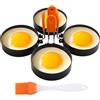 TESSTSY 4 Pezzi 9 Cm Stampo Pancake per Padella Con Pennelli In Silicone, Stampo Per Uova In Acciaio Inossidabile, Stampi Pancake, Stampi per Pancake, Stampo per Pancake per Omelette per Uova, Frittelle