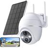 YESKAMOU Telecamera Wi-Fi Esterno Senza Fili, 2K Telecamera WiFi Esterno Senza Fili Videocamera Sorveglianza, Pannello Solare a Batteria, 360° PT, Visione Notturna a Colori, Funziona con Alexa, 2,4GHz