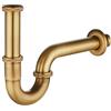 KINKIBOS, sifone a P in acciaio inossidabile 1 1/4 x 32mm universale per lavandino e lavabo del bagno, altezza regolabile, blocca i cattivi odori, finitura ottone antico spazzolato