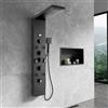 KEOKBON Pannello Doccia Led Nero Intero, KEOKBON Kit Completo Doccia 6 in 1 con Pannelli Doccia in Acciaio Inox con Display LCD per Temperatura, Cascata & Doccia a Pioggia, 8 Ugelli Massaggianti, Doccetta e