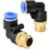 TAILONZ PNEUMATIC Raccordi a gomito maschio 6 mm OD tubo x 1/8 BSP da collegare PL6-01 (confezione da 10)