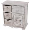 Mendler Comodino cassettiera Shabby Vintage Legno paulonia 3 ceste 30x60x63cm Bianco