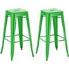 CLP Set di 2 sgabelli da Bar Joshua I Sgabelli da Bar impilabili in Metallo I Sgabelli da Bar con poggiapiedi I Altezza Seduta 76 cm I Sgabello impilabile, Colore:Verde