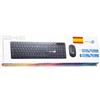 Simpletek - Kit Mouse & Tastiera Nero Wireless 2.4G Layout ES | Spagna Spain Keyboard QWERTY | Tastierino Numerico Mouse Ergonomico 3 Tasti Ricevitore USB