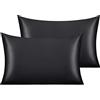 NTBAY Silk Satin Pillowcase - Pillowcase per capelli e pelle, confezione da 2 con chiusura Envelope Closure, 50 x 75 cm, colore nero