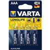 Batteria ALKALINE AAA MiniStilo Varta 1.5V 4x1