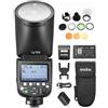 GODOX V1 PRO S Speedlight Flash a testa tonda on-camera Flash automatico E-TTL II Zoom Fresnel wireless 2.4G con AK-R1 Pocket Flash Light Accessori Kit compatibile con fotocamera Sony 100V-240V
