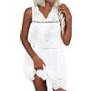 WIndsfinr Abito estivo da donna in pizzo taglie forti prendisole estivo casual senza maniche Tshirt Dress Swing Tank Abiti Boho per le donne UK Vintage Summer Loose Manica Corta Beach Swing Dress A Line Abito