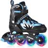 TOMSHOO Pattini a Rotelle, Pattini in Linea con 4 Misure Regolabili, Ruote LED, Diverse Misure, Pattini in Linea per Bambini