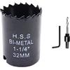 Laiwei Sega a tazza 32mm LAIWEI bi-metallo fresa a tazza circolare HSS, spessore 1,8 mm, profondità di taglio fino a 38 mm, adatto per legno, plastica, cartongesso e tubi metallici