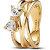 PANDORA Anello da donna con fiocco scintillante, colore oro 163511C01, 52/16,6, Argento sterling, Zirconia cubica