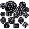 SIQUK 15 Pezzi Poliedrici Dadi D3-D100 Dadi da Gioco Dadi D&D per Dungeons Dragons RPG MTG, Nero e Bianco