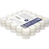 Horeca Candles - 50 Lumini Tealight Bianche - Durata 8 ore - Inodore, Non Profumate - Set da 50 Pezzi Tè Luci - Bicchiere di Plastica Trasparente
