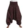 FANTAZIA Pantaloni sarwel unisex smocke etnico chic - taglia unica Nero, Nero , taglia unica plus