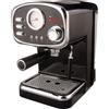 Sirge CREMILDA Caffè Retrò - Macchina per caffè espresso per polvere e cialda ESE, 15 bar [POMPA MADE IN ITALY], 1100W, Serbatoio dell'Acqua 1,25 L Rimovibile - Ugello Vapore Cappuccino, NERA
