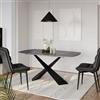 DEGHI Tavolo 160x90 cm con piano in ceramica effetto marmo grigio - Jaka