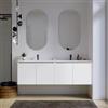 DEGHI Mobile bagno sospeso 160 cm bianco opaco con ante e lavabo doppia vasca con specchio - Cuki