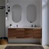 DEGHI Mobile bagno sospeso 160 cm rovere deciso opaco con ante e lavabo doppia vasca con specchio - Cuki