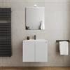 DEGHI Mobile bagno sospeso 60 cm bianco opaco cannettato con lavabo e specchio - Nerk