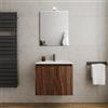 DEGHI Mobile bagno sospeso 60 cm rovere deciso cannettato con lavabo e specchio - Nerk