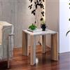 DEGHI Tavolino 45x45 cm con top in pietra terrazzo bianco e gambe in legno - Yeats