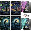 SiYear Scratch Paper Rainbow Sketch Sketch, City Series Night Scene, Scratch Painting Creative Gift, Scratchboard for Adult And Kids, with 4 Tools (Mulino a Vento Olandese, Big Ben)