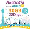 SIM2ROAM Carta eSIM prepagata Australia 28 giorni | Chiamate e SMS locali illimitati in Australia | Dati Internet da 30 GB + credito per chiamate internazionali AU $ 25 | Rete Australia Optus (28 giorni)