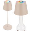 BRILONER - Lampada da tavolo 3 in 1 RGBW LED senza fili IP44 con touch, dimmerabile all'infinito, lampada per vino, beige