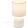 BRILONER - Lampada da tavolo con paralume in tessuto, interruttore a cavo, base in ceramica, lampada camera da letto, lampada, lampada da comodino, 15x28 cm (DxH), bianco