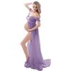 FEOYA-Abiti da Donna Incinta Spacco sul Davanti Estate maternità Abiti con Spalle Scoperte Gonne Fotografiche Foto in Chiffon Spara Oggetti di Scena Abito Lungo Abito Lungo in Pizzo Indietro
