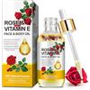 Generico Olio Essenziale Di Rosa E Vitamina E, Gocce Naturali 100% Di Vit E Per La Cura Del Viso E Del Corpo E Della Pelle, Illuminante, Levigante Anti Invecchiamento Rughe E Pelle Idratante (60Ml)