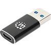 Manhattan Adattatore USB 3.2 Gen 2 tipo A maschio a tipo C femmina, 10 Gbps SuperSpeed+ USB, 3 A, alluminio, nero