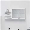 WIFESE Specchio da Bagno Bianco 90x10,5x45 cm in Truciolato Specchio Bagno Specchio Bagno Con Mensola Specchio Parete Specchiera Bagno Con Contenitore Stile Moderno Elegante E Funzionale