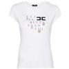 Elisabetta Franchi T-Shirt in Jersey con Logo e Frange Bianco Gesso