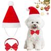 MELLIEX 2 Pezzi Costume di Natale per Animali Domestici, Natalizio Costumi Cappello da Babbo Natale e Papillon Regolabile per Cane Gatto