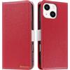 Butnyeoe Cover per iPhone 14 Case,Custodia iPhone 14 Libro,Trama Litchi PU Pelle Protettiva Portafoglio Flip/Folio Wallet Case Con Slot per Schede e Magnetica Supporto,Rosso