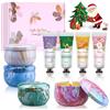 LDUMODUW Regali di Natale, piccoli oggetti, regali per donne e uomini - set regalo candele profumate 4 x 90 g | Set crema per le mani 4 x 30g, regalo di Natale Piccoli regali di Natale per colleghi, mamma