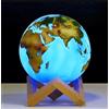 Generico Deals Globo 3D Touch - Lampada a Forma di Terra con Base in Legno e Ricarica USB, Luce LED Atmosferica e Regolabile 16 colori con telecomando