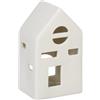 Relaxdays Casetta Portacandele in Ceramica, Casa Luminosa Porta-Tealight, per 1 Candelina, HLP: 12,5 x 7 x 6 cm, Bianco