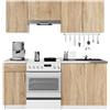 LBSIGN Cucina Lineare 180 Cm Moderna Componibile Rovere Effetto Legno Tania