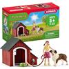 Schleich FARM WORLD | Cuccia per cani 42376 | Set con cuccia, bambina e accessori | Giocattolo da fattoria per bambini dai 3 anni | 11 pezzi | Solo su Amazon