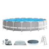 Intex 26732NP - Piscina Fuori Terra Prisma Frame Rotonda, Pompa Filtro 5678 L/h, Scaletta, Telo Base e Copertura, 24311 L, Acciaio e PVC, Grigio, 549x122 cm