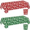 QUERICKY Tovaglie natalizie per tavolo rettangolare, 220 x 130 cm, Babbo Natale, pupazzo di neve, renna, fiocco di neve, decorazione per feste di Natale, eventi invernali, Rosso e Verde, confezione da 4