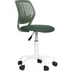 Homy Casa Sedia da scrivania in tessuto di lino, ergonomica, girevole, senza braccioli, regolabile in altezza, sedia da ufficio, per bambini e ragazzi, verde scuro