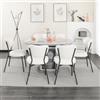 LONXIU Set di 6 sedie imbottite per sala da pranzo, in ecopelle, per sala da pranzo, cucina, soggiorno, senza maniche ergonomiche, moderne, con gambe in metallo nero, bianco, MTY03WH