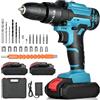 NUZEKY Avvitatore a Batteria 21 V: Trapano Avvitatore Batteria 42nm Con 2 Batteries 2.0ah,25+3 Coppia, 24pcs Punte da Trapano, 2 Velocità, Luce Led per Progetti Fai da Te per Casa Progetto, Fai Da Te
