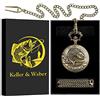 Keller & Weber Orologi da tasca da pesca vintage per uomo, regali da pesca per uomo, regali di San Valentino, regali di compleanno, collane per donne, bronzo